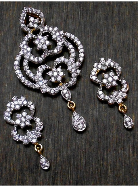 CZ Pendant With Earrings